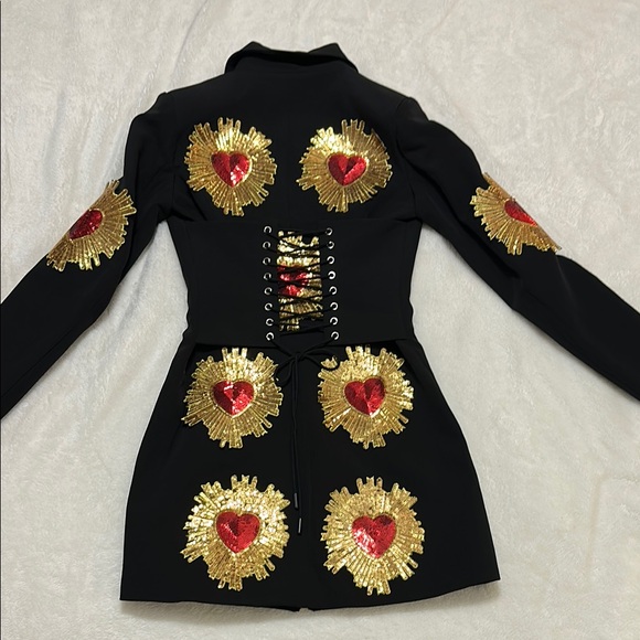 Akira Black and Gold Embellished Women's Jacket Dress - Picture 2 of 5